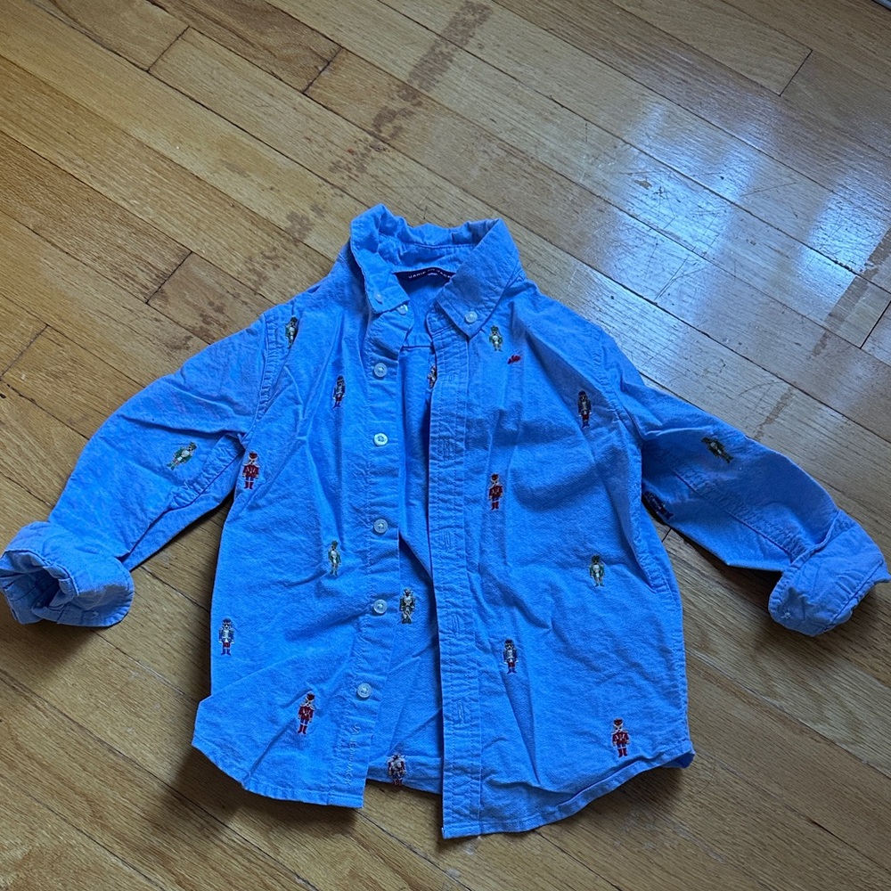 Little Boy Nutcracker Blue Button-Up Shirt